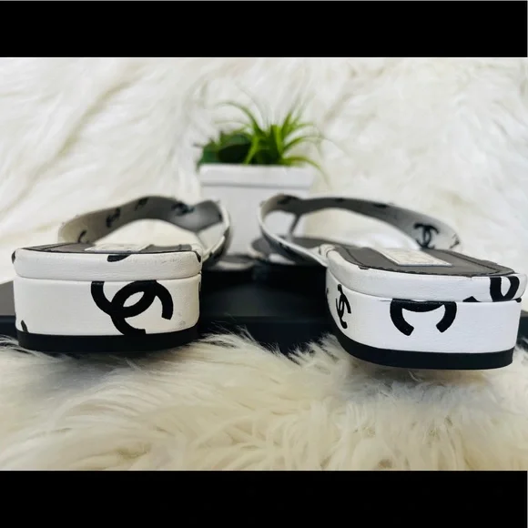 Chanel Logo Thong Sandals